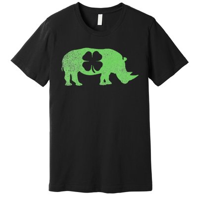 Rhino Rhinoceros Gift St. Patrick's Day Shamrock Irish Premium T-Shirt