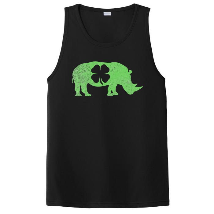 Rhino Rhinoceros Gift St. Patrick's Day Shamrock Irish PosiCharge Competitor Tank