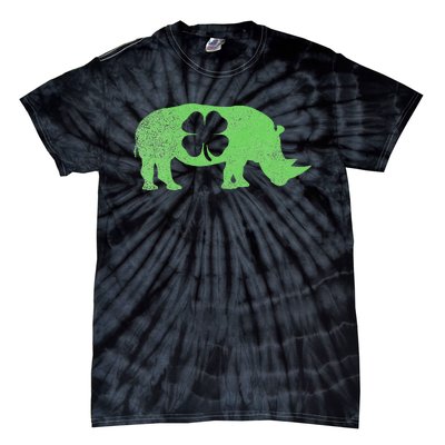 Rhino Rhinoceros Gift St. Patrick's Day Shamrock Irish Tie-Dye T-Shirt