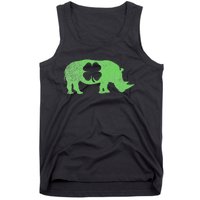 Rhino Rhinoceros Gift St. Patrick's Day Shamrock Irish Tank Top