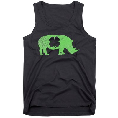 Rhino Rhinoceros Gift St. Patrick's Day Shamrock Irish Tank Top