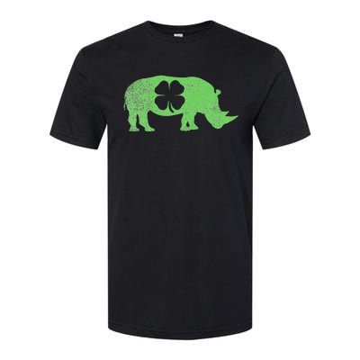 Rhino Rhinoceros Gift St. Patrick's Day Shamrock Irish Softstyle CVC T-Shirt