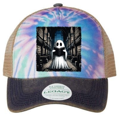 Retro Reading Ghost Library Halloween Librarian Book Lovers Legacy Tie Dye Trucker Hat