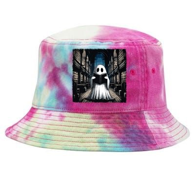 Retro Reading Ghost Library Halloween Librarian Book Lovers Tie-Dyed Bucket Hat