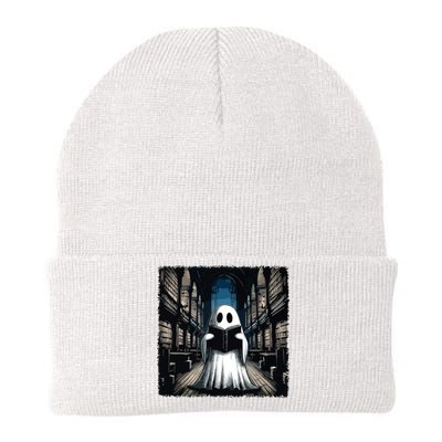 Retro Reading Ghost Library Halloween Librarian Book Lovers Knit Cap Winter Beanie