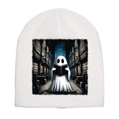 Retro Reading Ghost Library Halloween Librarian Book Lovers Short Acrylic Beanie