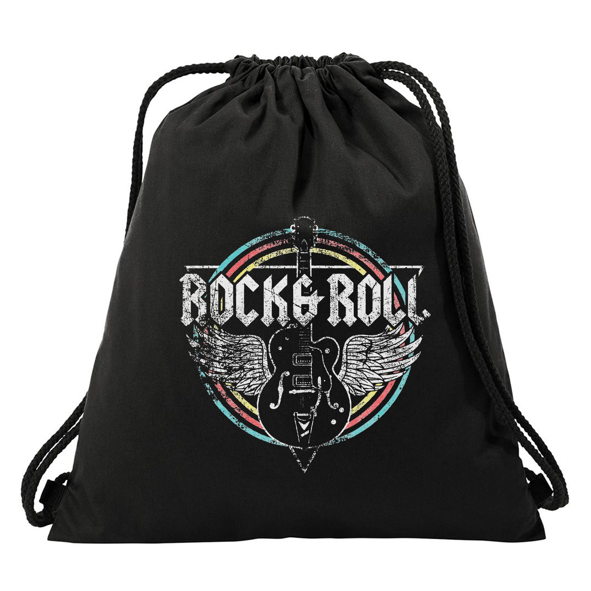 Rock & Roll Guitar Wings Music Drawstring Bag