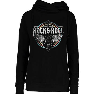 Rock & Roll Guitar Wings Music Womens Funnel Neck Pullover Hood