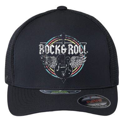 Rock & Roll Guitar Wings Music Flexfit Unipanel Trucker Cap