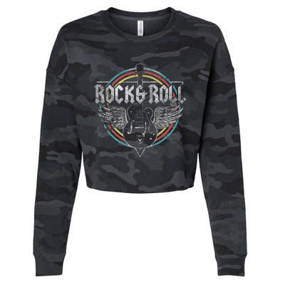 Rock Roll Guitar Wings Music Cropped Pullover Crew