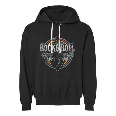 Rock Roll Guitar Wings Music Garment-Dyed Fleece Hoodie