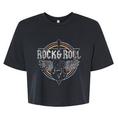 Rock Roll Guitar Wings Music Bella+Canvas Jersey Crop Tee