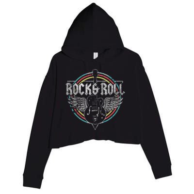 Rock Roll Guitar Wings Music Crop Fleece Hoodie