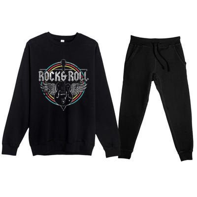 Rock Roll Guitar Wings Music Premium Crewneck Sweatsuit Set