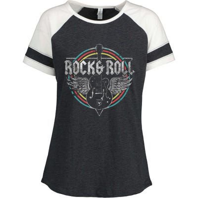 Rock Roll Guitar Wings Music Enza Ladies Jersey Colorblock Tee