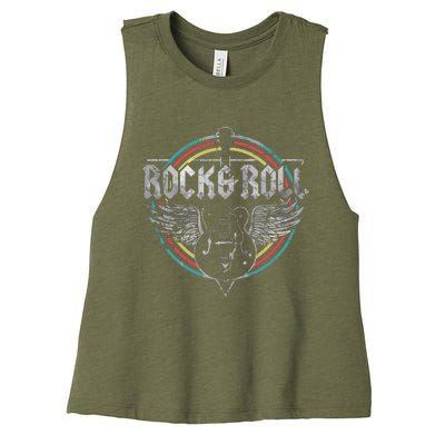 Rock Roll Guitar Wings Music Women's Racerback Cropped Tank