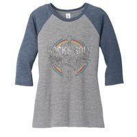 Rock Roll Guitar Wings Music Women's Tri-Blend 3/4-Sleeve Raglan Shirt