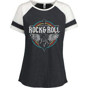 Rock Roll Guitar Wings Music Enza Ladies Jersey Colorblock Tee