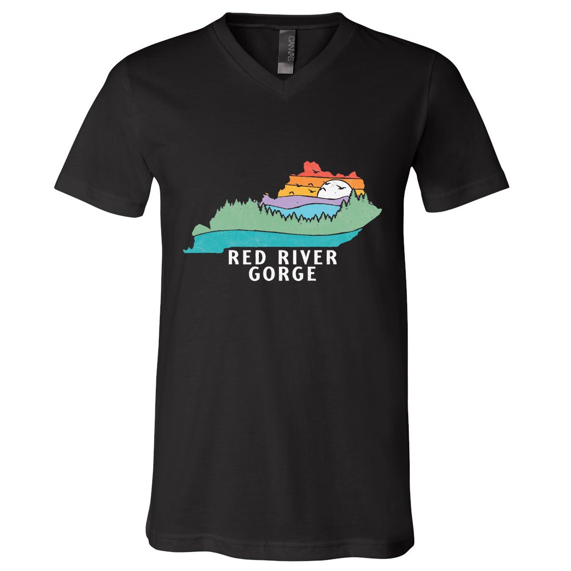 Red River Gorge Kentucky Outdoors State Nature Retro V-Neck T-Shirt