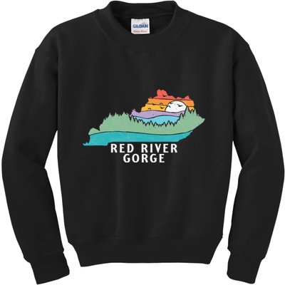 Red River Gorge Kentucky Outdoors State Nature Retro Kids Sweatshirt
