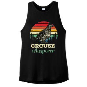 Retro Ruffed Grouse Whisperer Bird Hunting Birding Gift Ladies PosiCharge Tri-Blend Wicking Tank