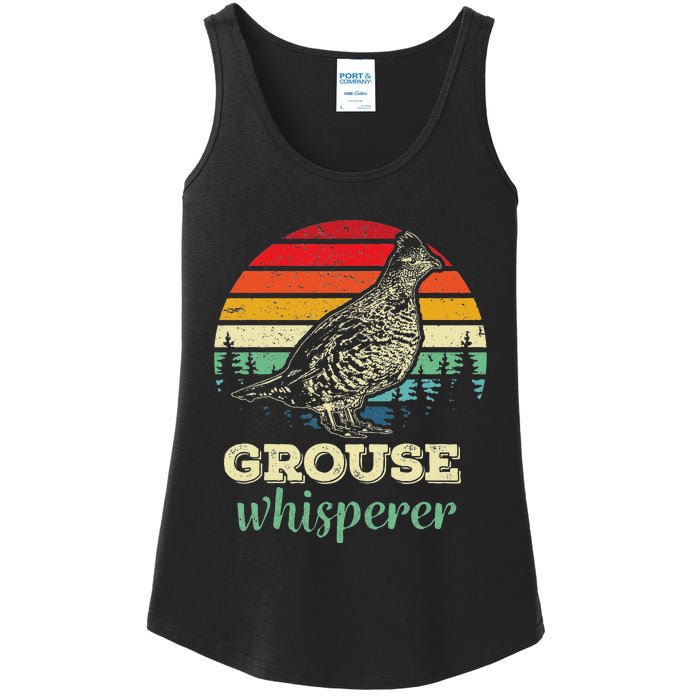 Retro Ruffed Grouse Whisperer Bird Hunting Birding Gift Ladies Essential Tank