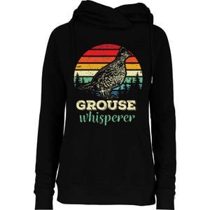 Retro Ruffed Grouse Whisperer Bird Hunting Birding Gift Womens Funnel Neck Pullover Hood