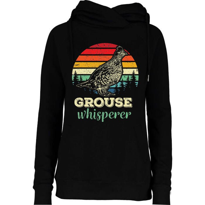 Retro Ruffed Grouse Whisperer Bird Hunting Birding Gift Womens Funnel Neck Pullover Hood