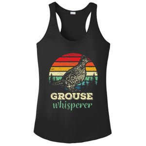 Retro Ruffed Grouse Whisperer Bird Hunting Birding Gift Ladies PosiCharge Competitor Racerback Tank