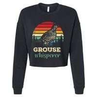 Retro Ruffed Grouse Whisperer Bird Hunting Birding Gift Cropped Pullover Crew