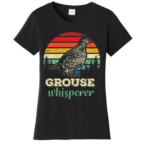 Retro Ruffed Grouse Whisperer Bird Hunting Birding Gift Women's T-Shirt