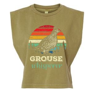 Retro Ruffed Grouse Whisperer Bird Hunting Birding Gift Garment-Dyed Women's Muscle Tee