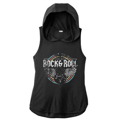 Rock & Roll Guitar Wings Music Classic Retro Vintage Ladies PosiCharge Tri-Blend Wicking Draft Hoodie Tank