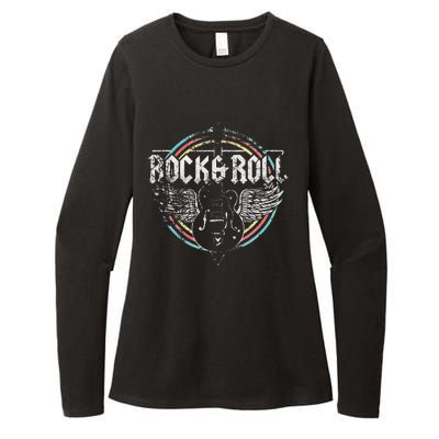 Rock & Roll Guitar Wings Music Classic Retro Vintage Womens CVC Long Sleeve Shirt