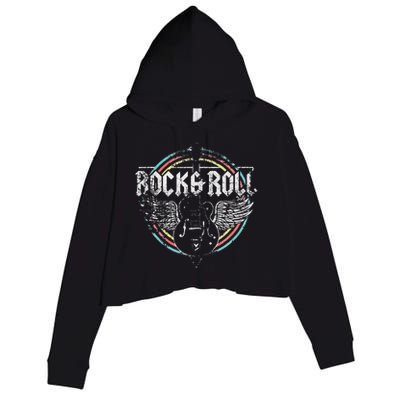 Rock & Roll Guitar Wings Music Classic Retro Vintage Crop Fleece Hoodie