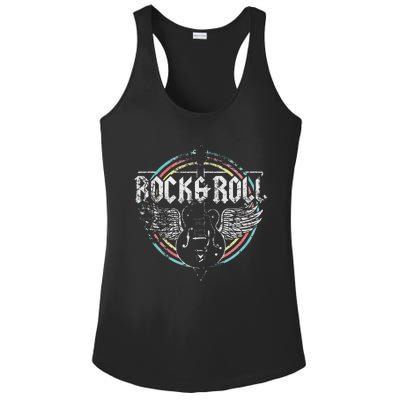 Rock & Roll Guitar Wings Music Classic Retro Vintage Ladies PosiCharge Competitor Racerback Tank