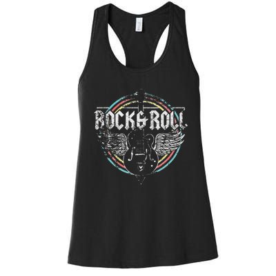 Rock & Roll Guitar Wings Music Classic Retro Vintage Women's Racerback Tank