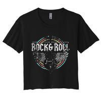 Rock & Roll Guitar Wings Music Classic Retro Vintage Women's Crop Top Tee