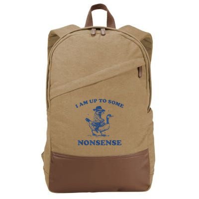 Raccoon Ride Goose I Am Up To Some Nonsense Funny Gift Cotton Canvas Backpack