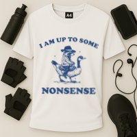 Raccoon Ride Goose I Am Up To Some Nonsense Funny Gift Cooling Performance Crew T-Shirt