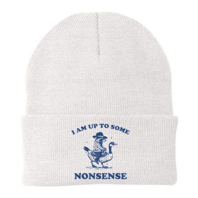 Raccoon Ride Goose I Am Up To Some Nonsense Funny Gift Beanie