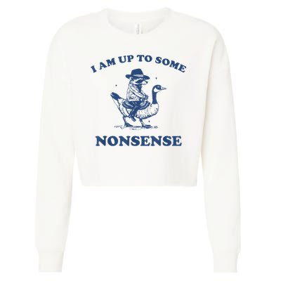 Raccoon Ride Goose I Am Up To Some Nonsense Funny Gift Cropped Pullover Crew