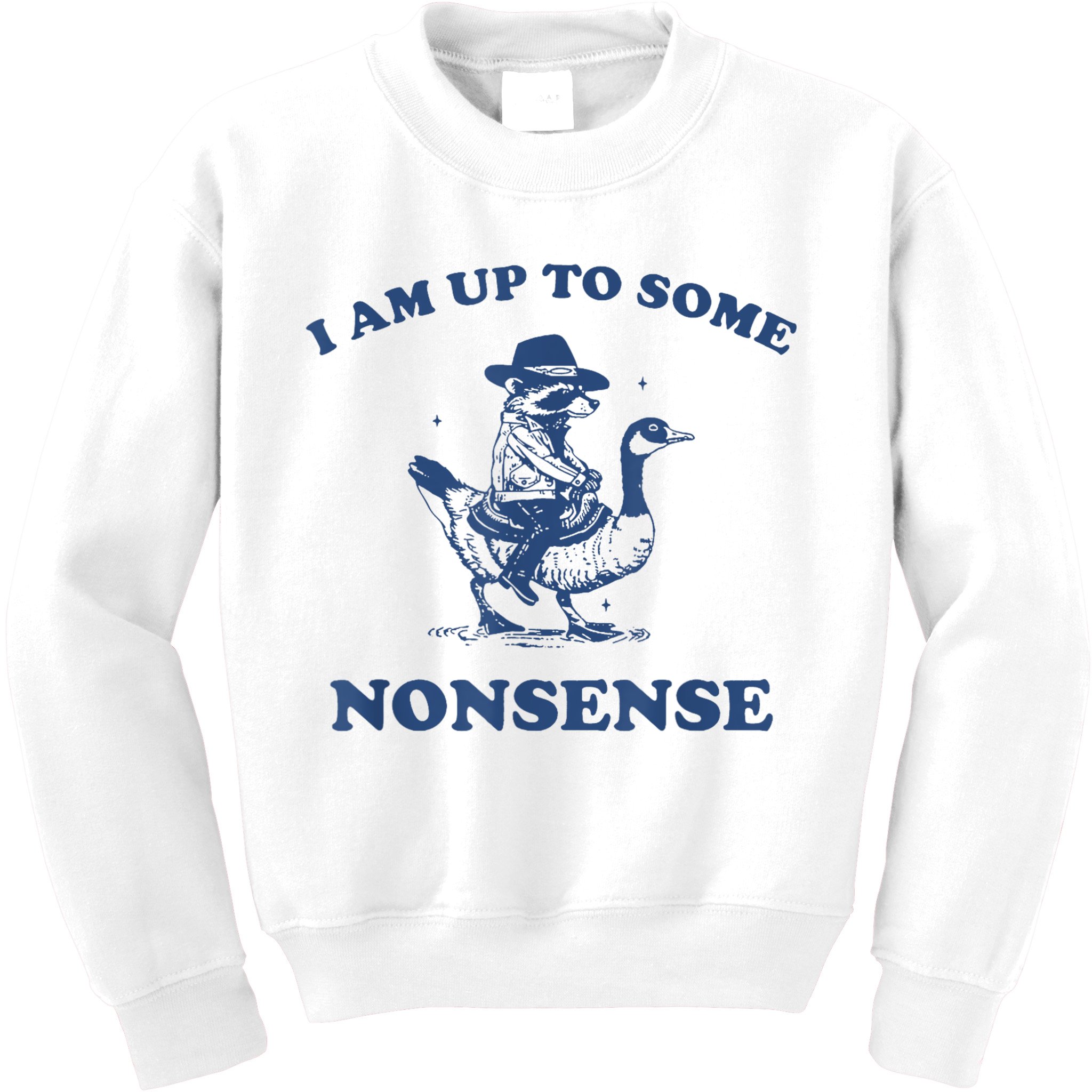 Raccoon Ride Goose I Am Up To Some Nonsense Funny Gift Kids Sweatshirt