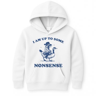 Raccoon Ride Goose I Am Up To Some Nonsense Funny Gift Kids Hoodie