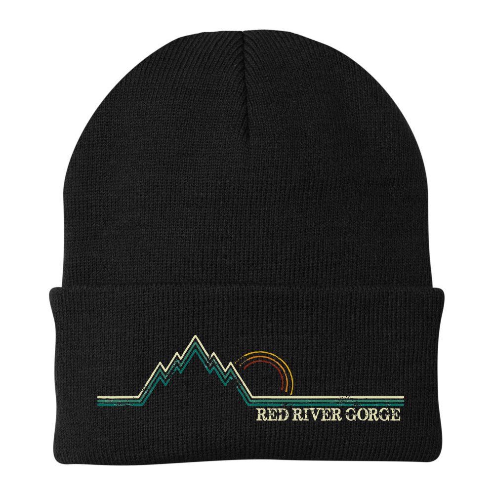 Red River Gorge Kentucky Retro Mountain Beanie