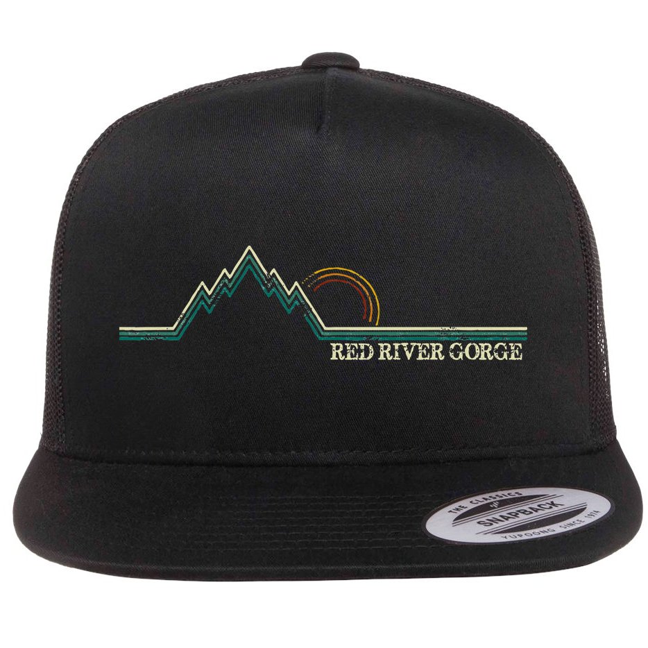 Red River Gorge Kentucky Retro Mountain Flat Bill Trucker Hat