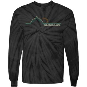 Red River Gorge Kentucky Retro Mountain Tie-Dye Long Sleeve Shirt