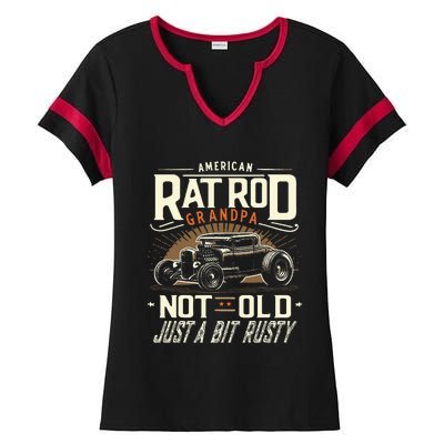 Rat Rod Grandpa Not Old Just Rusty Vintage Hot Rod Car Ladies Halftime Notch Neck Tee