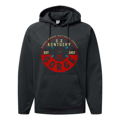 Red River Gorge Kentucky Aged Look Performance Fleece Hoodie