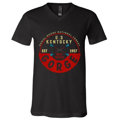 Red River Gorge Kentucky Aged Look V-Neck T-Shirt